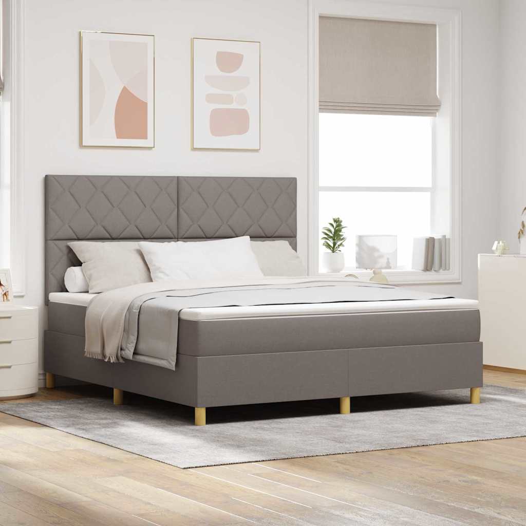 Box spring seng med hovedgrde Grbrun 180 x 200 cm Stof