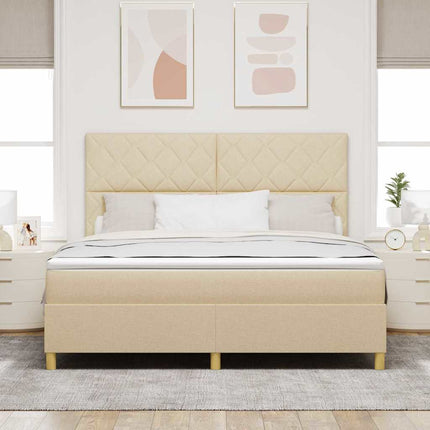 Box spring seng med hovedgærde Creme 180 x 200 cm Stof