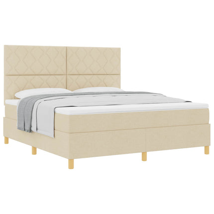 Box spring seng med hovedgærde Creme 180 x 200 cm Stof