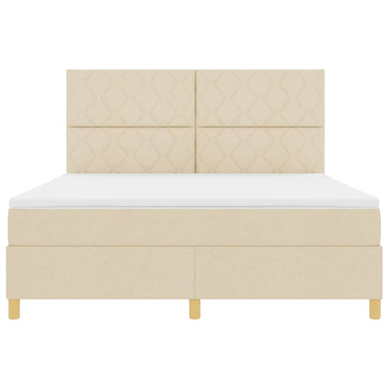Box spring seng med hovedgærde Creme 180 x 200 cm Stof