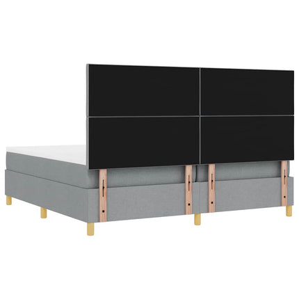 Box spring seng med hovedgærde Lysegrå 200 x 200 cm Stof