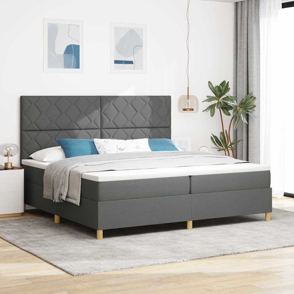 Box spring seng med madras Mrkegr 200 x 200 cm Stof