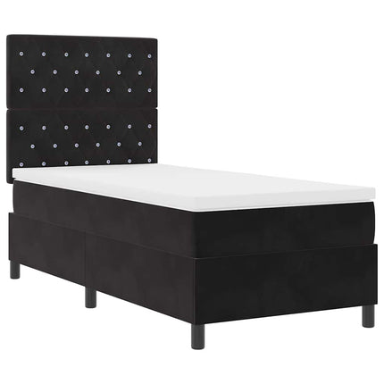 Box spring seng med madras Sort 90 x 190 cm Fløjl