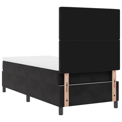 Box spring seng med madras Sort 90 x 190 cm Fløjl