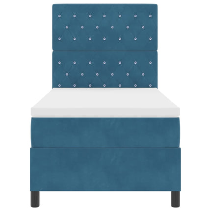 Box spring seng med madras Mørk blå 90 x 190 cm Fløjl