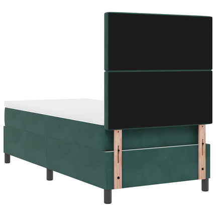 Box spring seng med madras Mørkegrøn 90 x 200 cm Fløjl