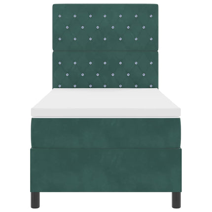 Box spring seng med madras Mørkegrøn 90 x 200 cm Fløjl