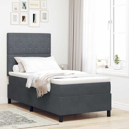 Box spring seng med madras Mørkegrå 100 x 200 cm Fløjl