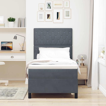 Box spring seng med madras Mørkegrå 100 x 200 cm Fløjl