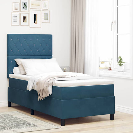 Box spring seng med madras Mørk blå 100 x 200 cm Fløjl
