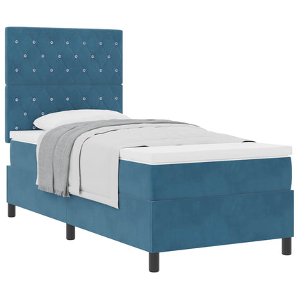 Box spring seng med madras Mørk blå 100 x 200 cm Fløjl