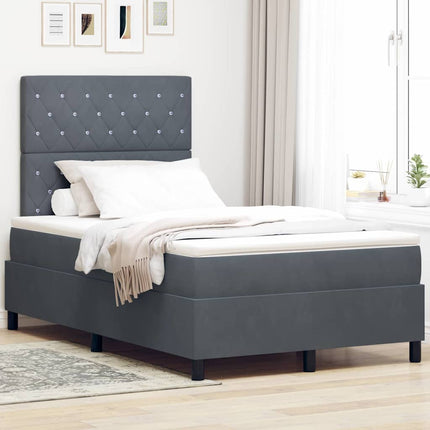 Box spring seng med madras Mørkegrå 120 x 190 cm Fløjl