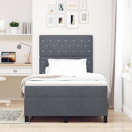 Box spring seng med madras Mørkegrå 120 x 190 cm Fløjl