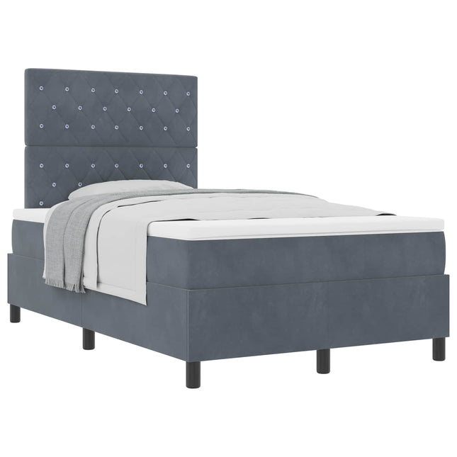 Box spring seng med madras Mørkegrå 120 x 190 cm Fløjl