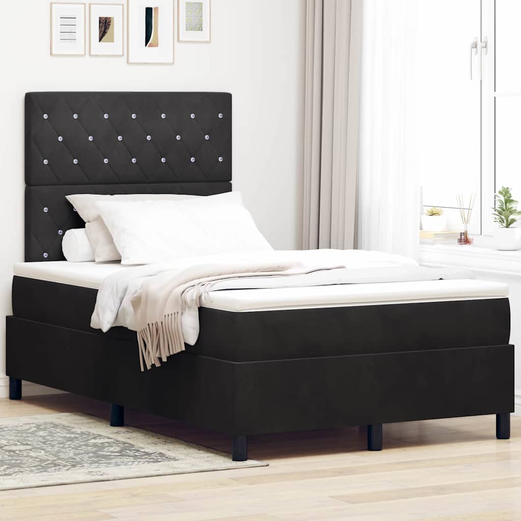 Kontinentalseng med madras 120 x 190 cm i sort fløjl