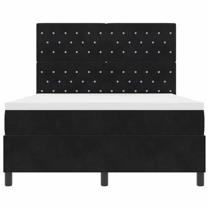 Box spring seng med madras Sort 140 x 190 cm Fløjl