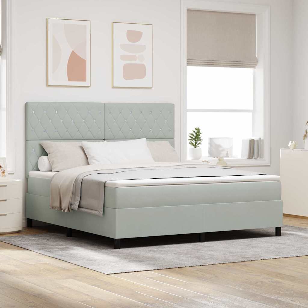 Box spring seng med madras Lysegr 180 x 200 cm Fljl
