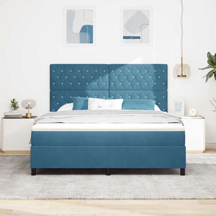 Box spring seng med madras Mørk blå 180 x 200 cm Fløjl