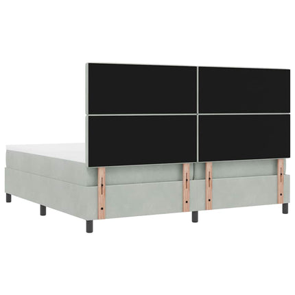 Box spring seng med madras Lysegrå 200 x 200 cm Fløjl
