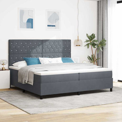 Box spring seng med madras Mørkegrå 200 x 200 cm Fløjl