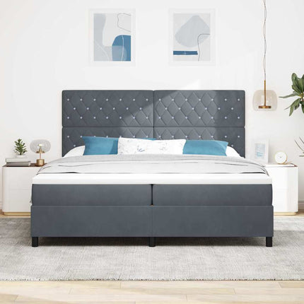 Box spring seng med madras Mørkegrå 200 x 200 cm Fløjl