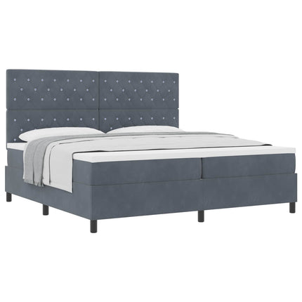 Box spring seng med madras Mørkegrå 200 x 200 cm Fløjl