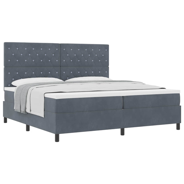 Box spring seng med madras Mørkegrå 200 x 200 cm Fløjl