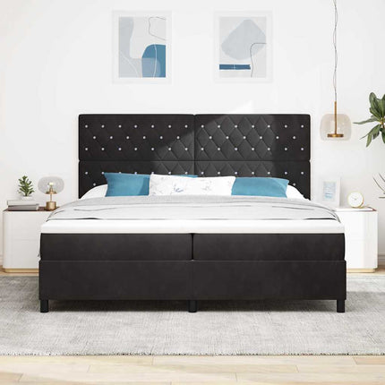 Box spring seng med madras Sort 200 x 200 cm Fløjl