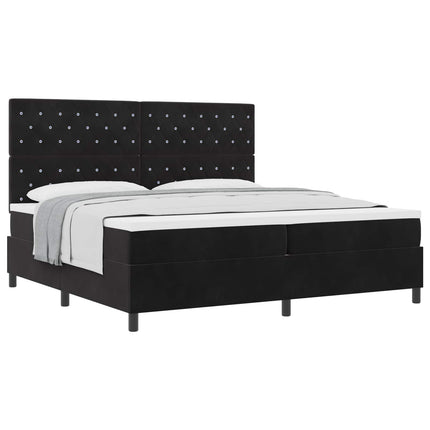Box spring seng med madras Sort 200 x 200 cm Fløjl