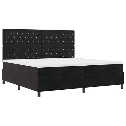 Box spring seng med madras Sort 200 x 200 cm Fløjl