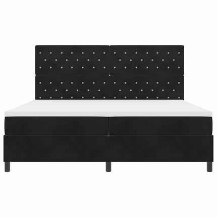Box spring seng med madras Sort 200 x 200 cm Fløjl