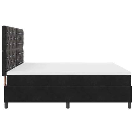 Box spring seng med madras Sort 200 x 200 cm Fløjl