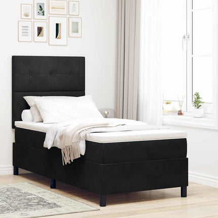 Box spring seng med hovedgærde Sort 80 x 200 cm Fløjl