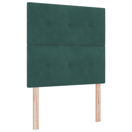 Box spring seng med hovedgærde Mørkegrøn 80 x 200 cm Fløjl