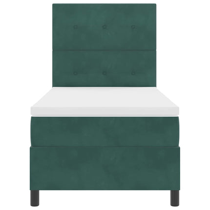 Box spring seng med hovedgærde Mørkegrøn 80 x 200 cm Fløjl