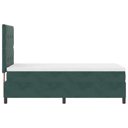 Box spring seng med hovedgærde Mørkegrøn 80 x 200 cm Fløjl