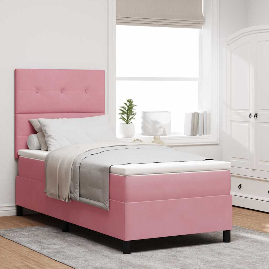 Box spring seng med hovedgrde Lyserd 90 x 190 cm Fljl