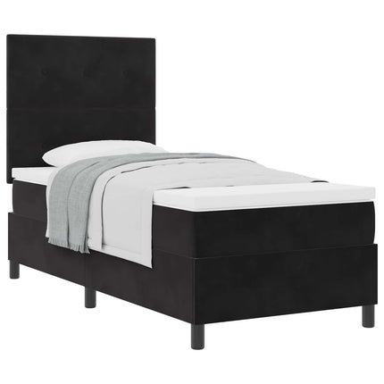 Box spring seng med hovedgærde Sort 90 x 200 cm Fløjl