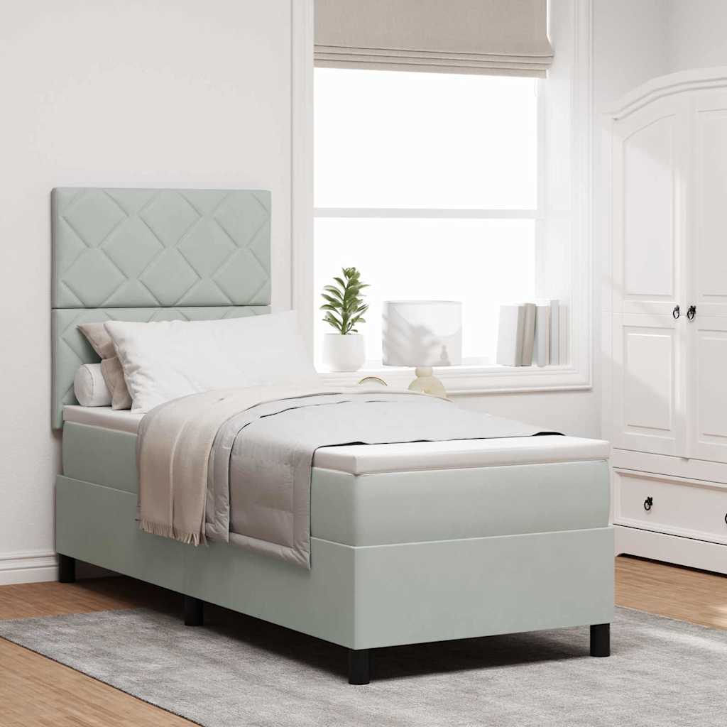Box spring seng med hovedgrde Lysegr 80 x 200 cm Fljl