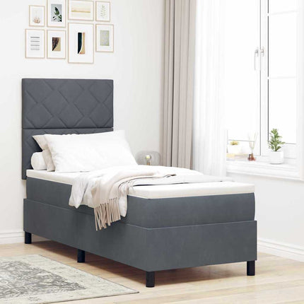 Box spring seng med hovedgærde Mørkegrå 80 x 200 cm Fløjl