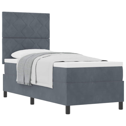 Box spring seng med hovedgærde Mørkegrå 80 x 200 cm Fløjl
