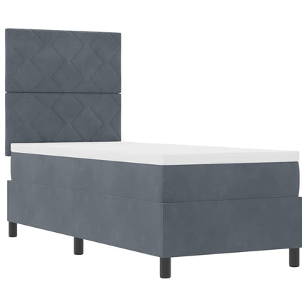 Box spring seng med hovedgærde Mørkegrå 80 x 200 cm Fløjl