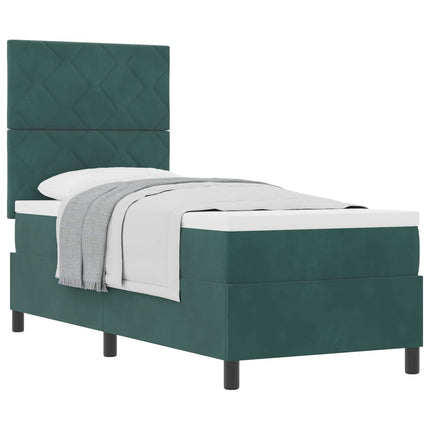 Box spring seng med hovedgærde Mørkegrøn 80 x 200 cm Fløjl