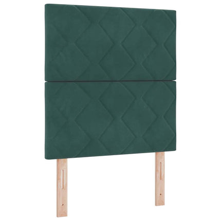Box spring seng med hovedgærde Mørkegrøn 80 x 200 cm Fløjl