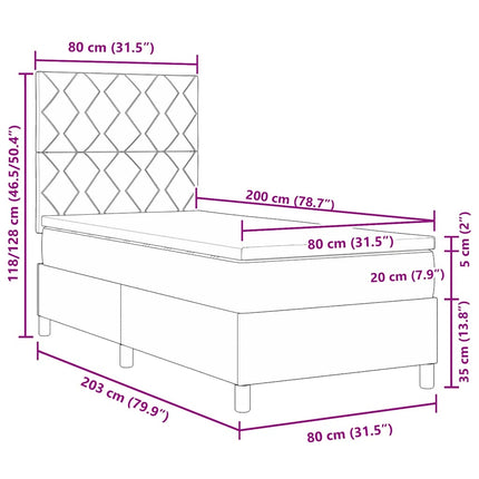 Box spring seng med hovedgærde Mørkegrøn 80 x 200 cm Fløjl