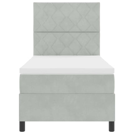 Box spring seng med pude Lysegrå 90 x 190 cm Fløjl
