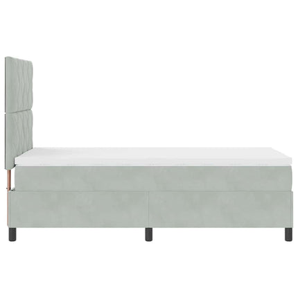 Box spring seng med pude Lysegrå 90 x 190 cm Fløjl