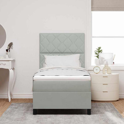 Box spring seng med hovedgærde Lysegrå 90 x 200 cm Fløjl
