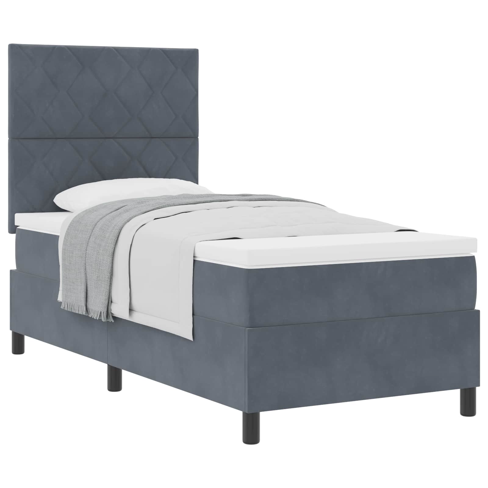 Box spring seng med madras Mørkegrå 90 x 200 cm Fløjl