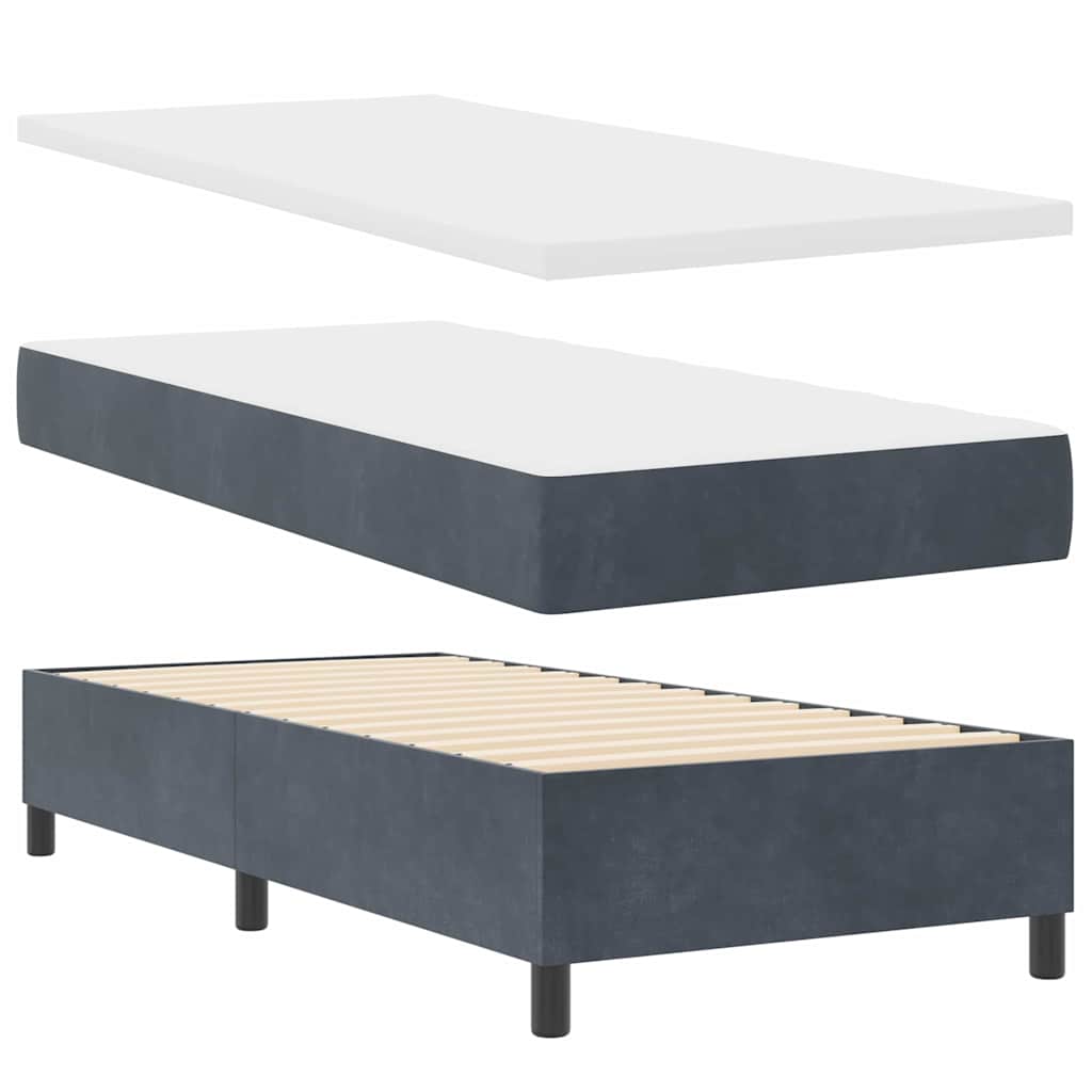 Box spring seng med madras Mørkegrå 90 x 200 cm Fløjl